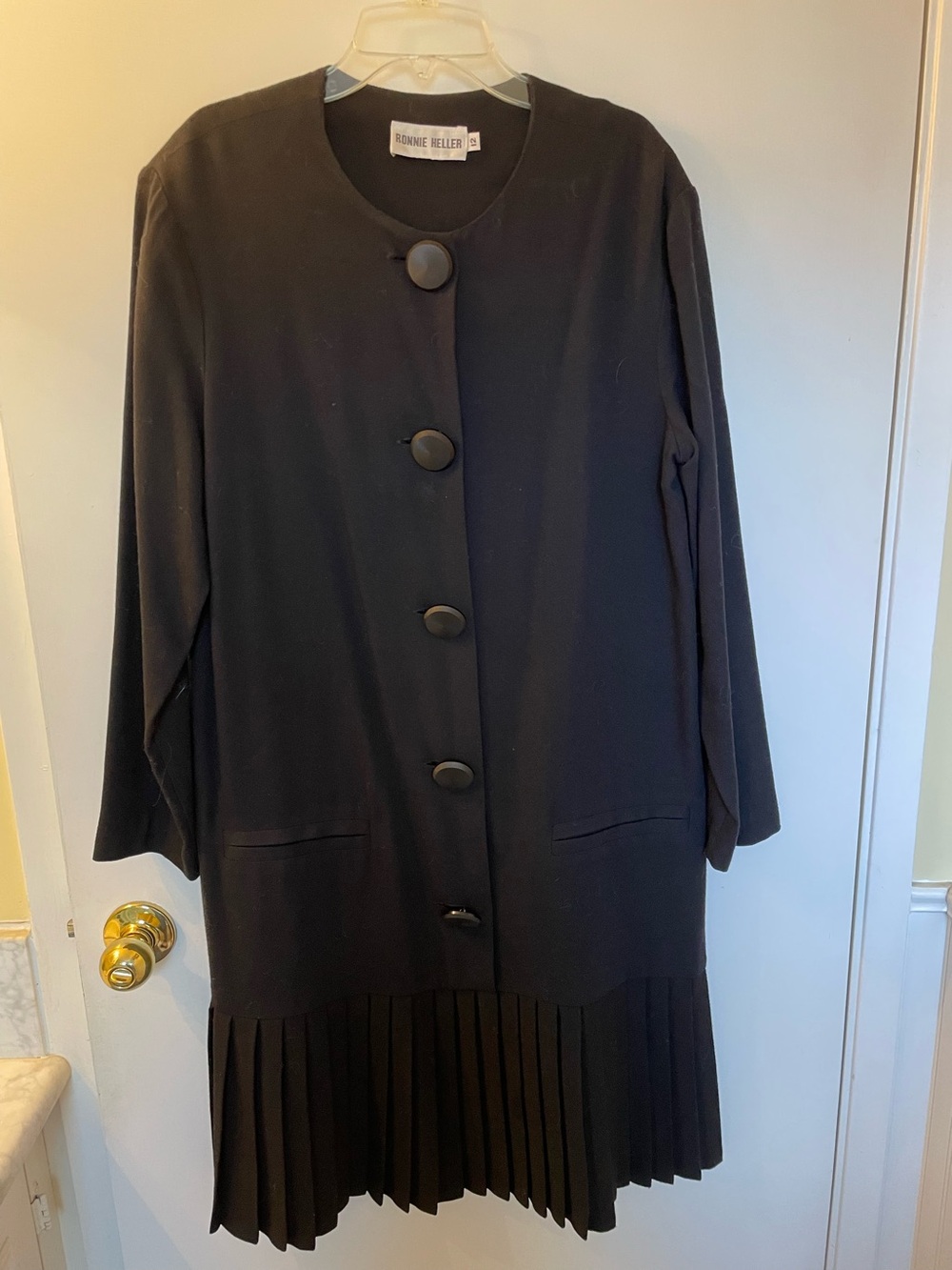 Vintage 50s/60s Ronnie Heller, NY Designer Black Wool Gabardine Dress